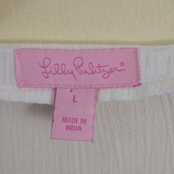 Lilly Pulitzer Dahle Embroidered Tunic Top White Neon Size L - Picture 6 of 7